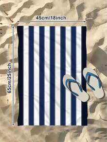 1 pièce Serviette de plage rayée minimaliste, serviette de plage rayée colorée, serviette de plage de grande taille, serviette de plage rayée douce et absorbante, convient pour les voyages, les vacances, les sports, la salle de bain, la piscine et le camping, serviette de voyage moderne essentielle avec une forte absorption d'eau - bleu indigo - Voir 16