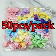 50pcs/Pack 4cm Satin Ribbon Bows, Multi-Color Options, Suitable For Gift Wrapping, Hairclip & Headpiece DIY, Ideal For Back To School And Valentine's Day - Multicolor - View 11