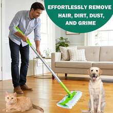 Sweeper Mop, Dry &Amp; Wet 2-In-1 Floor Mopping And Sweeping Kit, Includes 51" Sweeper Handle, 6 Heavy Duty Dry Cloths, 2 Reusable Wet &Amp; Dry Pads For  Sweeper, Dust Mop - White - 查看 6