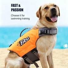Jaket Pelampung Anjing Daya Apung Tinggi, Rompi Pelampung Hewan Peliharaan Reflektif yang Dapat Diatur dengan Pegangan Penyelamat, Cocok untuk Berenang, Berperahu, Pantai, Cocok untuk Anjing Sedang hingga Besar, Oranye - Coral Orange - View 10
