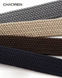 CHAOREN Mens Belt - Braided Stretch Belt Men 1 3/8- Pants Casual Shorts Jeans - Gun / Blue - View 9