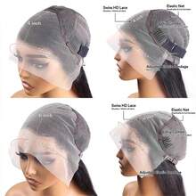 42 Inch Straight Lace Front Wigs 13x4 Transparent HD Lace Front Wigs Pre Plucked 250% Density Brazilian Virgin Straight Frontal Wigs With Baby Hair For Women - Natural Black - 查看 8