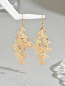 1 Pair Women's Retro Fashion Hollow Butterfly Design Earrings, Suitable For Daily Wear - Gold - E1390 - View 5