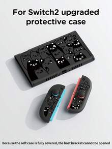 Accesorios para consola de juegos Switch2(2025), 1 pieza adecuada para Switch2/Switch OLED/Switch NS, Funda protectora con diseño minimalista de gato para la versión extendida de la batería de Switch, Cubierta resistente a los arañazos, Incluye tapa para joystick, Mejor regalo para jugadores de Switch - Multicolor - Ver 1