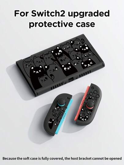 Phụ kiện máy chơi game Switch2 (2025), 1 chiếc, phù hợp với Switch2/Switch OLED/Switch NS, ốp bảo vệ họa tiết mèo tối giản cho phiên bản pin mở rộng của Switch, chống trầy xước, kèm nắp cần điều khiển, món quà tuyệt vời nhất cho game thủ Switch.