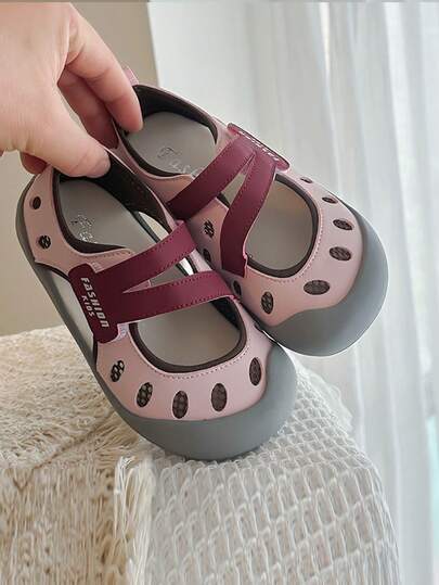 1 Pair Children's Flat Sandals, Hook And Loop Closure Breathable Closed Toe Lightweight Casual Shoes, Suitable For Spring, Summer, Autumn