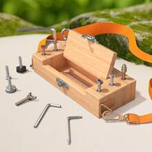 Kids'wooden Screw Busy Box Toy, Designed For Mechanical Skill And Hand Flexibility Training. With A Flip-Top Storage Slot, It Is Suitable For Parent-Child Interaction And Rehabilitation Exercises, Perfect As Holiday Gifts For Children. - Multicolor - View 9