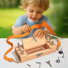 Kids'wooden Screw Busy Box Toy, Designed For Mechanical Skill And Hand Flexibility Training. With A Flip-Top Storage Slot, It Is Suitable For Parent-Child Interaction And Rehabilitation Exercises, Perfect As Holiday Gifts For Children. - Multicolor - View 4