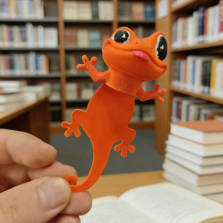 1 pieza Marcapáginas de Gecko lindo de ojos grandes impreso en 3D, clip de página de libro creativo y divertido - 1 marcapáginas de rana - Ver 1