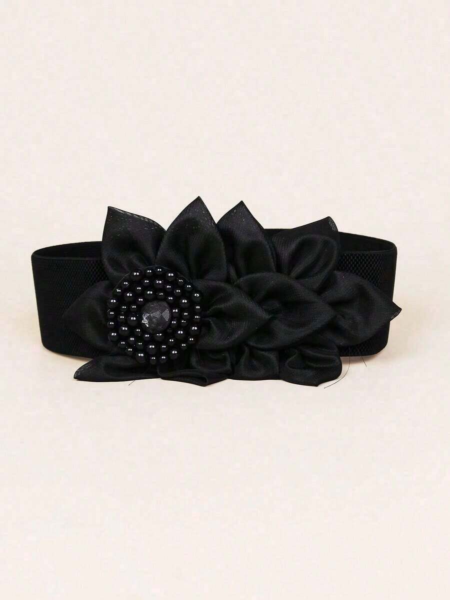 Boho Elegant Beaded Decor Tape Belt For Coats And Dresses Halloween Summer, School Fall, Autumn, Halloween CAT4 - Black - View 1