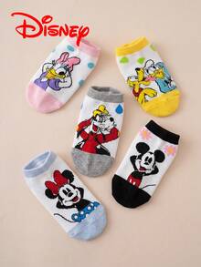 Disney 5双装迪士尼米奇和他的朋友们卡通图案彩色短袜，运动袜，四季皆宜，欧美尺码，舒适透气，经久耐穿，色彩鲜艳，适合日常穿着，优质面料，不闷热，时尚休闲夏季透气学生袜 - 彩色 - 查看 11