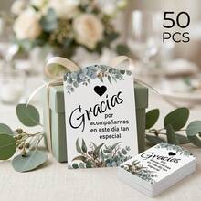 50pcs Spanish "Thank You" Gift Tags, Eucalyptus Green Wedding Favor Tags, 300g Cardstock, Suitable For Bridal Shower Party Celebrations (Tags Only, No String Included) - B - View 9