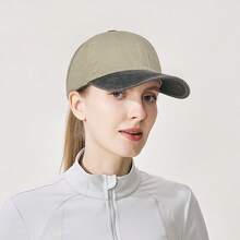 Nueva gorra de béisbol de colores lavados con diseño de bloque de color y abertura para coleta alta, visera de protección solar para exteriores de estilo europeo y americano, ideal para playa y vacaciones - A - Ver 6