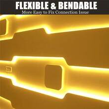 Tira de luz LED de neón flexible, interfaz USB, interruptor táctil con brillo ajustable, con clips de montaje, adecuada para patrones de decoración interior, iluminación de cocina, luz de relleno para espejo - Blanco Cálido - Ver 6