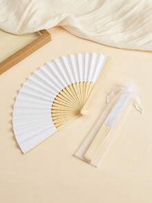 折扇，白纸扇，空白彩色折扇，手绘扇，DIY空白扇，白纸手扇，竹扇，白色婚礼折扇，可折叠手扇，DIY白色工艺扇，可定制白色手扇，可折叠纸扇 - 便携式派对和婚礼用品，礼品装饰婚礼扇，节日，配件 - 彩色 - 查看 4