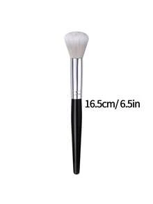 1pc Professional Blush Brush, Black Handle With Silver Ferrule, Soft Fluffy Hair For Seamless Blending, Natural Flush & Bronzer Application - Black - View 9