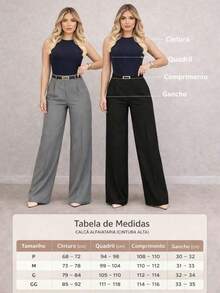 Set Of 3 Women's Tailored Trousers With Belt - Black-beige-caramel - View 2