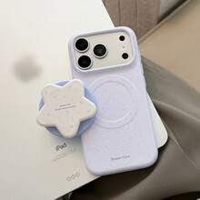 GUCADI Purple Snowflake Magnetic Sticker Film + Purple & White Star Pattern Magnetic Stand, Purple Star Stand, Suitable For IPhone 17, 17 Pro Max, Magnetic Sticker Film For IPhone 16 Cases, 15 Soft Cases, 13, Personalized, Girly, Creative, Minimalist, Fresh, Niche, Ins Style - Purple - View 3