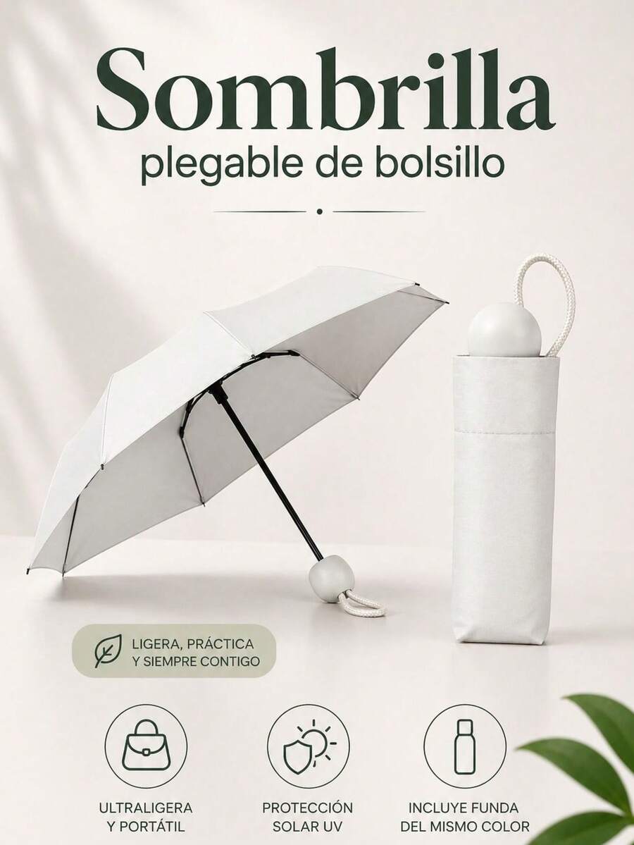 Mini Capsule Umbrella Pocket Portable Folding Umbrella Business 19 Inch - Light Grey - View 1