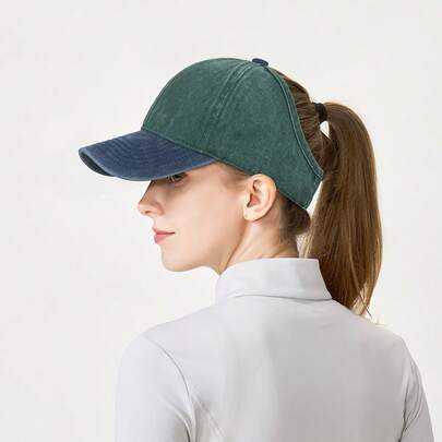 Summer Distressed Breathable Baseball Cap, Washed Ponytail Hat, Sun Protection Travel Outdoor Visor Hat, Versatile