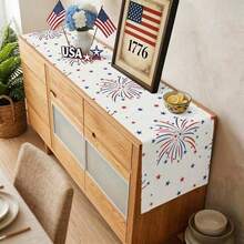 1pc 4th Of July Star Spangled Table Runner, Suitable For Indoor/Outdoor Home Party Decor, Independence Day Holiday Kitchen Tabletop Decoration - Multicolor - View 4
