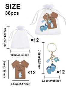 Kit de Presente para Chá de Bebê com 36 Peças - Chaveiros com Pegadas Rosa e Azul, Cartões de Agradecimento e Sacolas de Tela - Ideal para Chá Revelação, Batizado, Lembrancinhas e Decoração de Chá de Bebê - Multicolorido - Ver 8