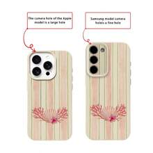 1pc TPU Material Fresh Green Striped Coral Shell Pattern Phone Case Suitable For IPhone 17 Pro Max/17/16 Pro Max/15/13/12/11, S20 FE/A15/S24/A55, Note 11/Note 12/Note 13 Pro, Full Coverage Anti-Drop Soft Protective Phone Cover - White - View 7