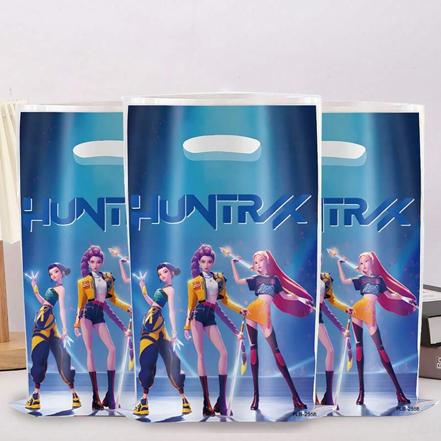 10入 K-Pop D-Emon Hunter PE 購物袋,便攜手提禮物袋,適用於日常派對用品,隨機款式 - 彩色 - 查看 1