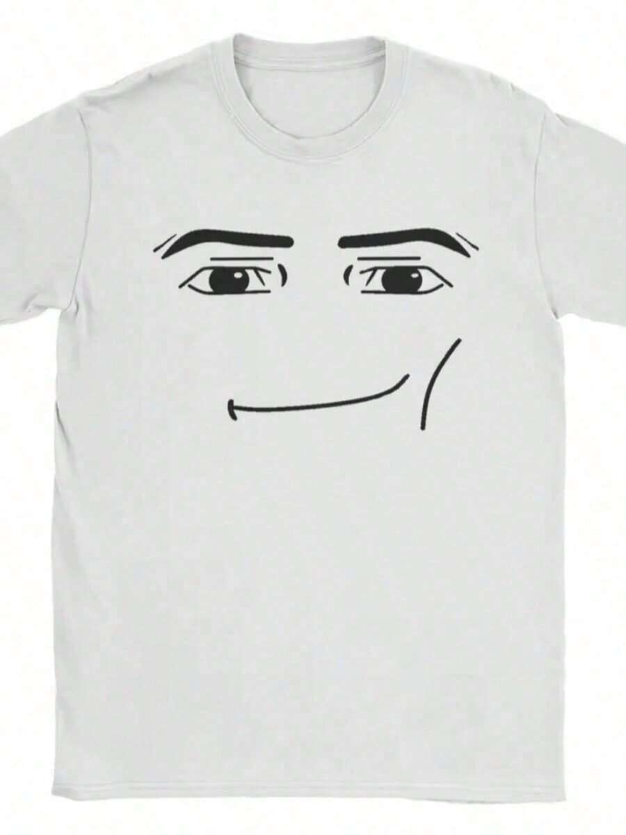 Anime Robot Robloxs Face T-Shirts Funny Shirt Graphic Tees Crew Neck Short Sleeve T Shirts Women Clothing Harajuku T Shi - trắng - Xem 1