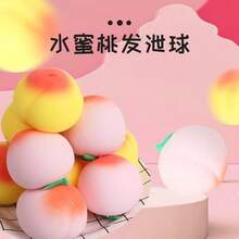 1个桃子挤压玩具，减压软绵绵水果玩具，慢回弹粉扑 - 彩色 - 查看 3