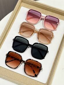 4pcs Women's Eyeglasses Set, Oversized Frames, Black Leopard Print, Brown Plastic Fashion Glasses, Sports Style Frames, Suitable For Outdoor, Summer Beach, Travel, Party And Other Occasions - 4pcs Black Leopard Tea Powder - View 8
