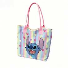 Disney Lilo & Stitch Canvas Tote Bag - Excited Stitch Print Shoulder Bag For Daily Use - Black - View 4