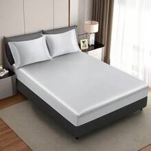 Light Blue Satin Pillowcase Standard Set Of 2 With Envelope Closure,Light Blue Silk Pillowcase For Hair And Skin (20x26) - Light Gray - 查看 3