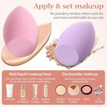 40 Pcs Mini, Soft Setting Face Puffs Multi-Colored Mini Concealer Sponge Cosmetic Makeup Tools Fot Foundation, Cream And Powder - White - View 3