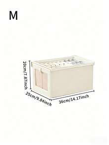 Caixa organizadora dobrável transparente com visor (1 ou 2 peças), ideal para guardar jeans, ideal para armários domésticos, dormitórios e outros ambientes. Perfeita para guardar roupas e outros itens. Perfeita para viagens e como organizador de roupas e acessórios. - Bege com tampa - Ver 9