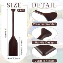 2 Pcs 2.5-4ft Wooden Canoe Oar Paddle, 30-48'' Solid Pine Paddle Canoe, For Kayak Small Boat Water Sports Home Wall Decoration Gift For Outdoor Enthusiast - Walnut - View 5