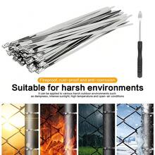 Durable 304 Stainless Steel Cable Tie Gun Set - 156pcs Of Metal Zip Ties (Available In 3 Sizes), Tool For Tensioning And Cutting, Ideal For Fencing, Chicken Coops, Bundling Cables, Exhaust Repairs, And Structural Support - 156 chiếc/bộ - Xem 6