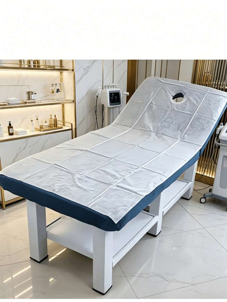 1/10/20/50片装一次性按摩床单,带孔,尺寸80厘米 x 180厘米,采用柔软耐用的无纺布制成,适用于水疗中心、纹身店、脱毛店和按摩床,卫生易清洁,可用作裹敷垫,带中心开口的护理床单。 - 彩色 - 查看 1