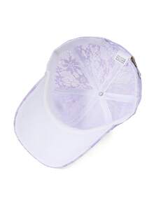 1pc Pink Lace Rhinestone Flower Baseball Cap, Breathable Mesh Adjustable Visor Hat, Sweet Luxurious Versatile Sun Hat, Summer Outing & Commute UV Protection Girlish Accessory - Baseball Cap - View 7