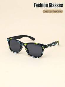 1 Pair Kids/Adults Retro Rectangle Dinosaur Cartoon Frame Casual Fashion Glasses, Suitable For Daily, Vacation, Party Use - A - 查看 3
