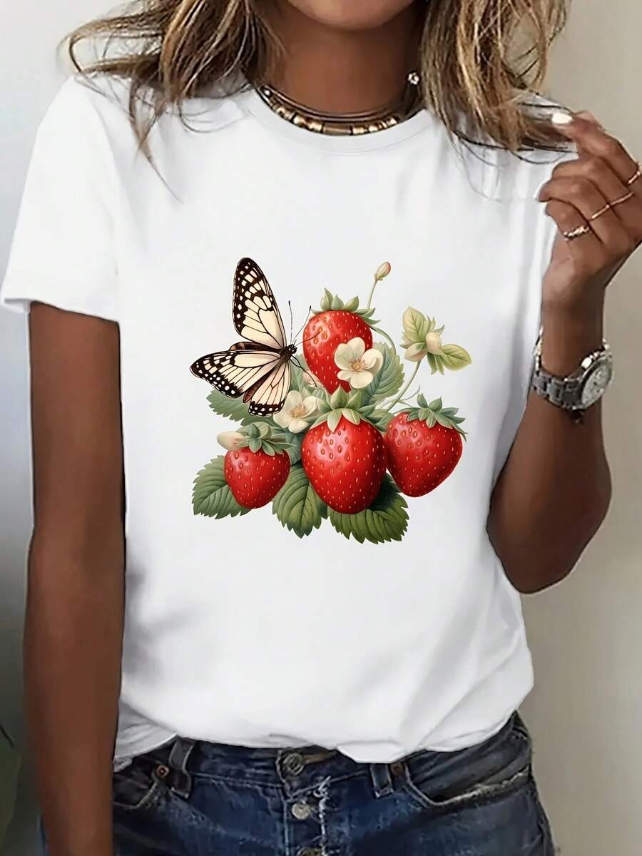 Camiseta Casual de Manga Cortara Mujer