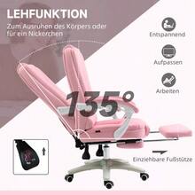 Office Chair, Desk Chair, Footrest, Reclining Function, Wheels, Height Adjustable, Faux Leather, Pink - Pink - View 5