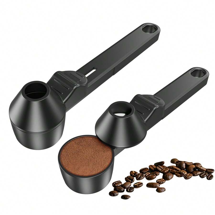 1/2 buah Sendok Takar Kopi & Corong untuk Kapsul Kopi Isi Ulang, Sendok Takar Kopi Kapasitas 2 Sendok Makan, Sendok Takar dengan Corong untuk Kopi Bubuk, Bubuk Protein, Teh - Hitam - View 1
