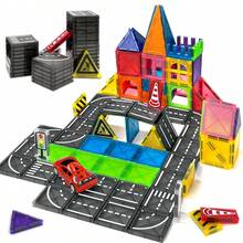 Magnetic Blocks Highway Set Magnet Building Blocks Magnetic 3D Blocks Construction Playboards, Creativity Beyond Imagination, Inspirational, Recreational, Educational Conventional(Suitable For Ages 3+) - 彩色 - 查看 11
