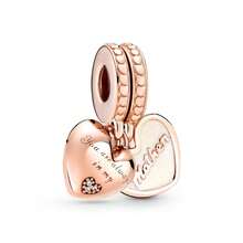 1 chiếc hạt charm hình trái tim và hoa màu vàng hồng lấp lánh, phù hợp với vòng tay hoặc dây chuyền dạng rắn nguyên bản, dùng để tự làm trang sức bạc 925, quà tặng trang sức cho nữ, con gái. - Hoa hồng vàng - Xem 31