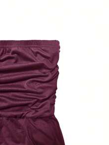 Fashionable European And Middle Eastern Black Skin Style Cut-Out Double Pocket Waist-Cinching Women's Dress - 紫紅色 - 查看 4