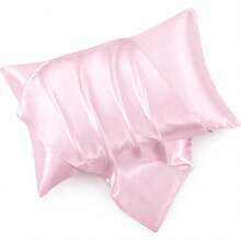 Light Blue Satin Pillowcase Standard Set Of 2 With Envelope Closure,Light Blue Silk Pillowcase For Hair And Skin (20x26) - Pink - 查看 12