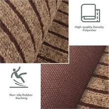 DIY Striped Kitchen Doormat Floor Mat Room Decor Non-Slip Carpet Home Decor Corridor Rug Non-Slip Striped Mat, With Non-Slip Backing, Soft, Absorbent, Quick-Drying Carpet, Suitable For Corridors, Entrances, Kitchens, Patios, Garages, Stairs And Laundry Rooms - Brown - View 2