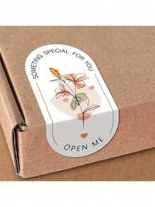 100 piezas/Paquete Etiquetas adhesivas ovaladas con flores para cajas de regalo, etiquetas decorativas para cajas de pastel y postre, etiquetas autoadhesivas, adecuadas para cajas de papel, etiquetas de agradecimiento - multicolor - Ver 5