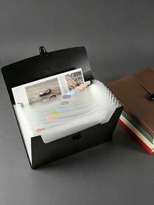 Multi-Compartment Accordion File Folder, Matte Inner Pages + Snap Lock Edges, Portable Storage, Student/Office Document & Test Paper Organizer - Accordion Bag - View 4